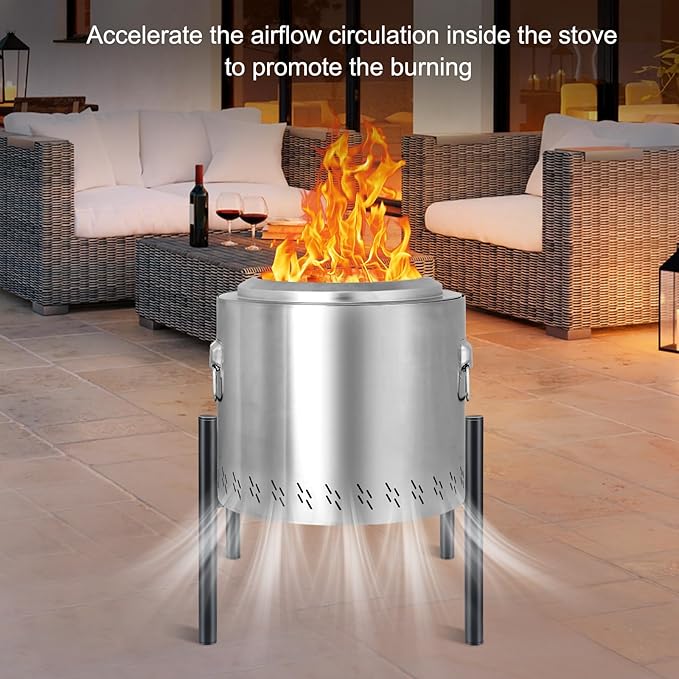 Triceratops Firepit Stand, 15-27 Inches for Solo Stove Bonfire Ranger and Other Outside Fire Pits, Outdoor Camping Accessory, Stainless Steel Stands for Fireplace Use
