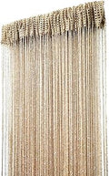 ave split Decorative Door String Curtain Wall Panel Fringe Window Room Divider Blind Divider Tassel Screen Home 100x200centimeter (Champagne18)