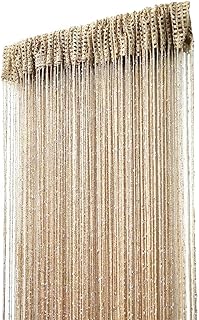 ave split Decorative Door String Curtain Wall Panel Fringe Window Room Divider Blind Divider Tassel Screen Home 100x200centimeter (Champagne18)