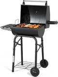 MASTER COOK Barrel Charcoal Grills with Foldable Side Tables, Outdoor Smoke Barbecue bbq grill for Camping, Patio, Backyard Party, Picnic, Garden, Black