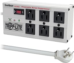 Tripp Lite ISOBAR6ULTRA Isobar 6 Outlet Heavy Duty Power Strip Surge Protector, 3330 Joules, 6ft Cord, Flat Plug, Metal Power Strip, Industrial Garage Work Shop Bench, Under Desk and Wall Mountable