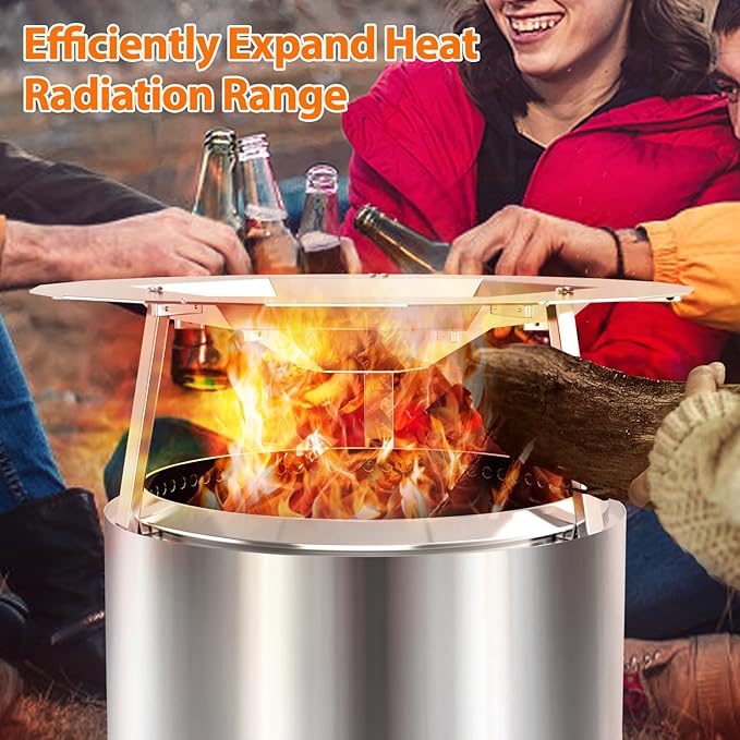 Heat Deflector for Solo Stove Bonfire 19.5", 304 Stainless Steel Portable Heat Diffuser with Handle&Leg Accessory for Bonfire Fire Pit Captures/Redirects Warmth for Solo Stove Accessories