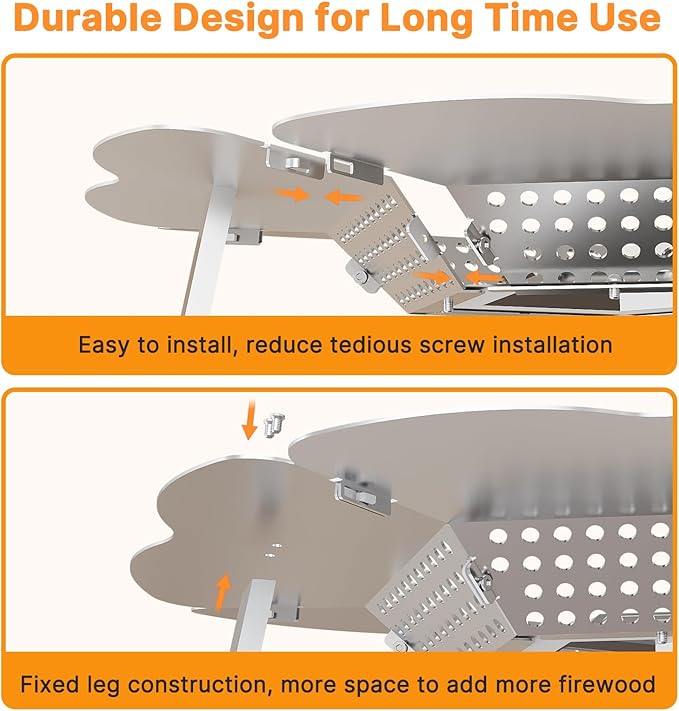 Heat Deflector for Solo Stove Bonfire 19.5", Portable 304 Stainless Steel Bonfire Heat Deflector, Fire Pit Heat Diffuser with Carrying Handle & Leg for Solo Stove Accessories Easy to Install