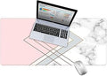 KECC Desk Pad, Office Desk Mat, 35.4" x 15.7" PU Leather Desk Blotter, Laptop Desk Mat, Waterproof Desk Writing Pad for Office and Home Decor, Thick Gaming Mouse Pad (Pink White Cloud Marble)