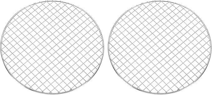 uxcell 2 Pcs Round Cooking Rack, Dia 10.6 Inch Stainless Steel Grill Grate Cross Wire Barbecue Grill for Cooking Baking Air Fryer Racks, Silver