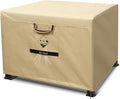 738N Max Tension, Gas Fire Pit Cover Square, Fits for 29/30/31/32 Inch, 600D Upgraded Extra Dense Heavy Duty Fabric, Waterproof, Tear Resistant, Outdoor Fire Table Cover, 32''L x 32''W x 24''H -Beige