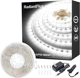 White Led Strip Lights for Bedroom Small Dimmable LED Lights Strip 16.4ft Super Bright Flexible LED Tape Lights Rope Light for for Room Home Decor Luces Leds for Living Room Kitchen Vanity Mirror