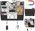 Patvingot Magnetic File Holder for Refrigerator & Cabinets | No-Drill Wall Mount Organizer | 3-Tier Vertical Mail & Magazine Holder for Office/Home (Black, Space-Saving Design)