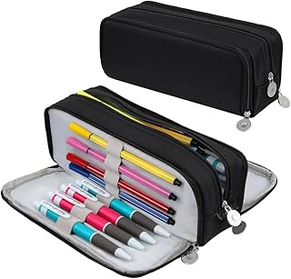 Chelory Big Capacity Pencil Case Large Storage Pencil Bag Pouch Marker 3 Compartment Stationery Pen Cases Holder for Adults Office Organizer Gifts