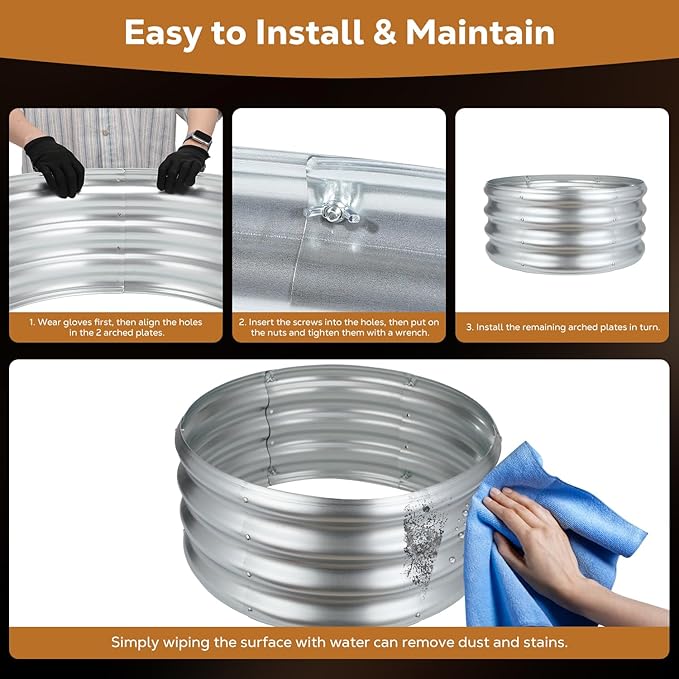 Raynesys 24 Inch Round Galvanized Fire Pit Ring, Silver Round Galvanized Fire Ring, 2 Feet Diameter Fire Pit, Outdoor Pits for Backyard, Camping, Bonfire
