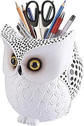 Owl Pen Holder, Owl Pen Pencil Container Carving Brush Pot Brush Holder Desk Organizer Decoration,Luxury Gift and Exquisite Handicraft (White:Owl)