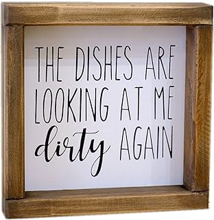 Lavender Inspired The Dishes are Looking at Me Dirty Again -Funny Kitchen Signs-Mini Farmhouse Framed Kitchen Decor-Tiered Tray Sign-Kitchen Counter-Rae Dunn Sign-Shelf Sitter-Kitchen Humor-Moms Gift