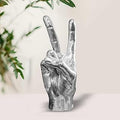 Silver (Black) Polyresin Hand Gesture Desk Statues Finger Sculpture Decor - Silver (Black) Ring Holder Adornos para Sala Gold Finger Gifts for Friends and Family (Peace)