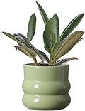 6 Inch Plant Pot,Ceramic Planter Pot with Drainage Hole,Indoor Planters for Herbs Plants,Ceramic Flower Pots for Indoor/Outdoor Plants,Home Office Garden Décor,Green