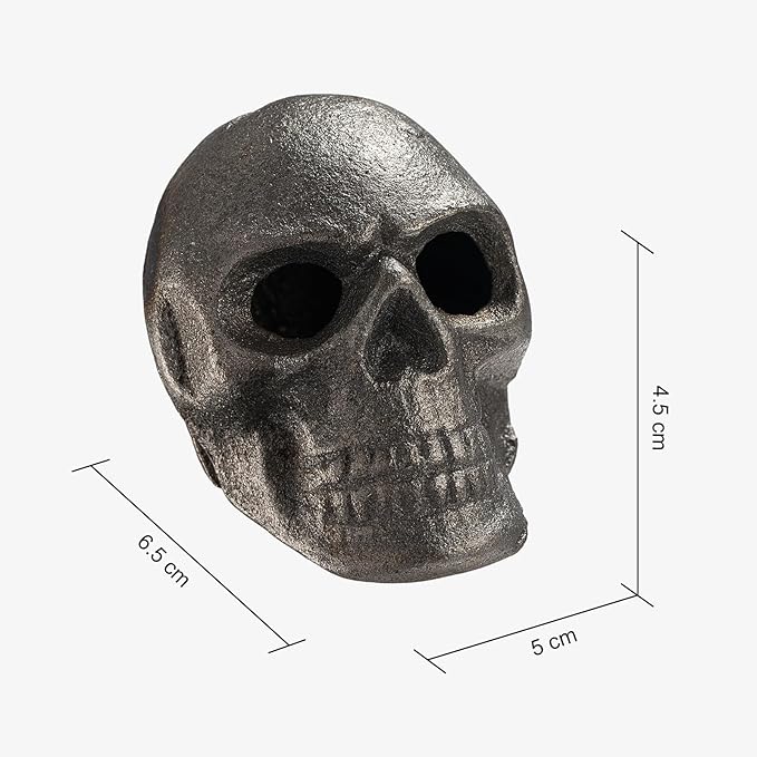 Metal Human Skull Gas Log Set of 8 for Indoor or Outdoor Fireplaces, Fire Pits, and Halloween Decor, Fireproof & Refractory Creepy Skull Charcoal for Spooky Home Decoration, Durable for 10+ Years Gift