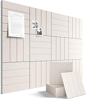 Fluxynara Felt Bulletin Board Tiles Large 48" x 36" Cork Board Alternative-12 Pack with 70 Adhesive Tabs, Thick Slat Wall Panels for Office Decor, Push Pin Board Wall Organizer Alternative -Oatmeal