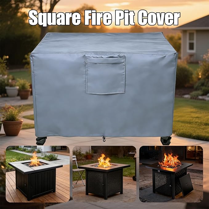 Chinchilla Heavy Duty 30 Inch Square Fire Pit Cover - 100% Waterproof & Weatherproof, Durable All-Season Protection for 28/29/30 Inch Propane Fire Pits and Tables