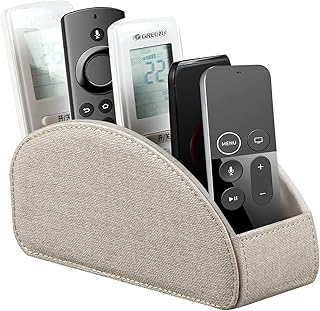 Remote Control Holder, Leather 5 Rooms Desk Organizer and Decorations for Living Room, Bedside Storage Remotes Caddy for TV Controllers/ Makeup Brush Pen/ Office Stationery/ Art Supplies/ Eyeglasses