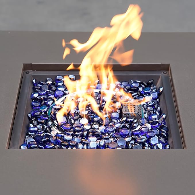 Mr. Fireglass 10 Pound Fire Glass Beads, 1/2" Reflective Round Fire Glass Drops for Fireplace Fire Pit & Lanscaping, High Luster Royal Cobalt Blue (Pack of 2)