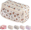 Cute Kawaii Pencil Case Pouch Cartoon Pen Box Holder Organizer for Office Workspace Supplies Desk Accessories Travel Essentials Aesthetic Trendy Cool Stuff Gift Large Capacity (White Kapibala)