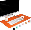 FTC PU Leather Desk Pad & Desk Blotter, Non-Slip Flannelette Base, Stitched Desk Mat for Keyboard, Mouse & Writing, Home or Office (Orange, 31.5” x 15.75”)