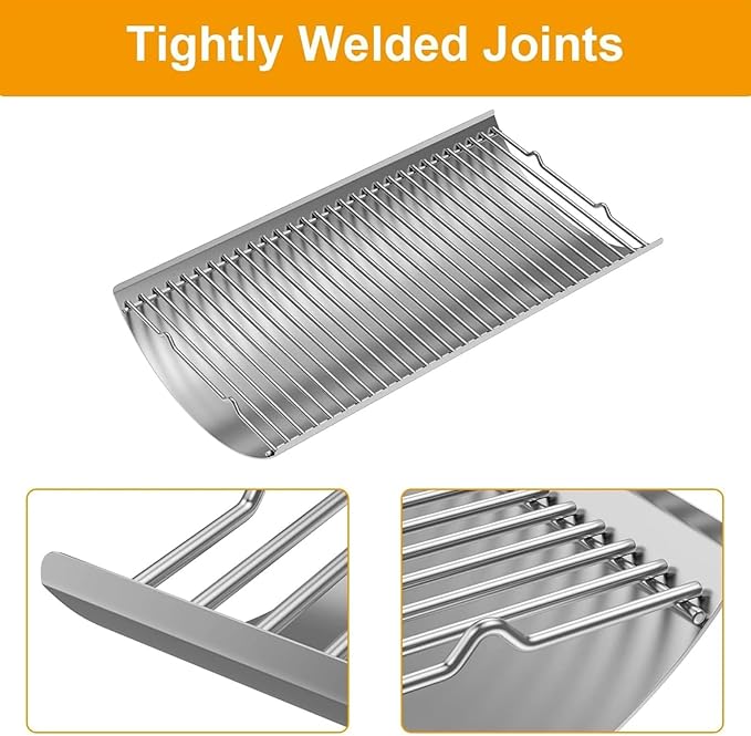 LS'BABQ Stainless Steel 27 Inch Charcoal Ash Pan Replacement for Chargriller Charcoal 1224 1324 2121 2222 2727 2828 2929, Charbroil 17302056 Grills, Charcoal Tray Grates with 2pcs Fire Grate Hangers
