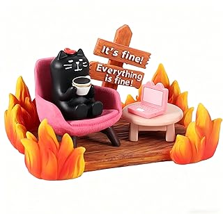 Miniatures Black Cat Figurines Desk Decor Cat Gifts for Women Cat Lovers Gifts Cute Cat Desk Accessories for Office Desk, Bookshelf, Coffee Table