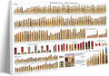 Pennclys American Bullets Wall Art Bullet Chart Poster Canvas Art Prints for Home Room Decor 24x36 Inch Wrapped Canvas