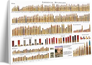 Pennclys American Bullets Wall Art Bullet Chart Poster Canvas Art Prints for Home Room Decor 24x36 Inch Wrapped Canvas