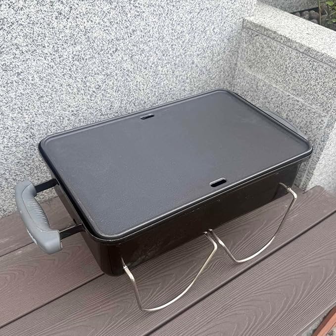 Cast Iron Grill Griddle for Weber Go-Anywhere Charcoal and Gas Grill, Flat Top Griddle Replaces 80631, 70211, 3634, 67195, 16" x 10"