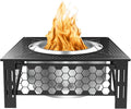 Fire Pit Surround Tabletop for Solo Stove Yukon, Accessories for Solo Stove, Large Surround Table for Stove with Diameter Less Than 27", Square Metal Black