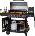 Royal Gourmet GE6001H 6-Burner Gas Grill, 72,000 BTU, 691 Sq. In. Cooking Area, with Sear and Side Burner, Side Shelf with hooks, spice basket, Movable Cabinet Style Grill for Outdoor Grilling, Black