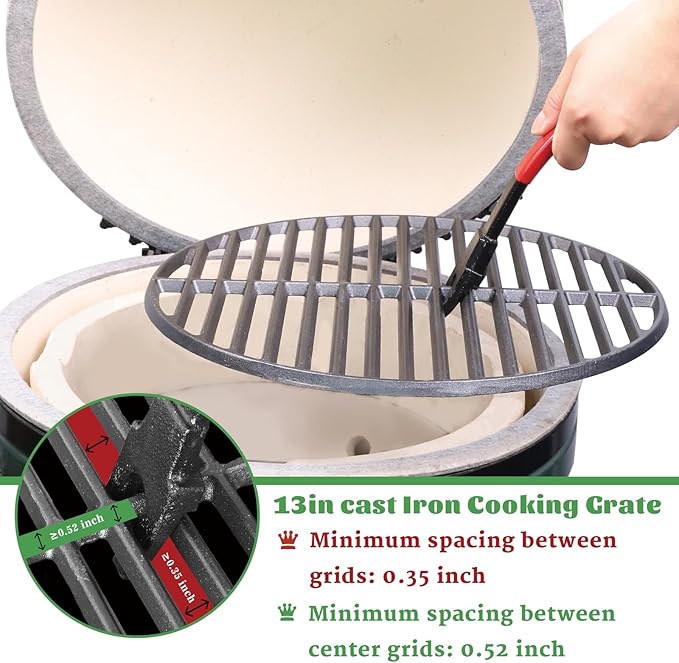 Vankey Grill Grate Lifter Gripper, Cast Iron Cooking Grid Lifter Accessories for Kamado Joe Charcoal Grill Green Egg Primo Set for Moving Cast Iron and Stainless Steel Grilling Nets