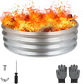 Raynesys 36 Inch Round Galvanized Fire Pit Ring, Silver Round Galvanized Fire Ring, 3 Feet Diameter Fire Pit, Outdoor Pits for Backyard, Camping, Bonfire