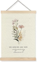 Supwhd Christian Wall Art Decor for Bedroom Living Room Office, His Mercies are New Every Morning Scripture Wall Art Framed 12x16, Christian Gifts for Women