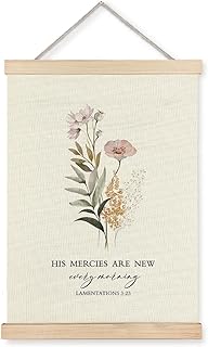 Supwhd Christian Wall Art Decor for Bedroom Living Room Office, His Mercies are New Every Morning Scripture Wall Art Framed 12x16, Christian Gifts for Women