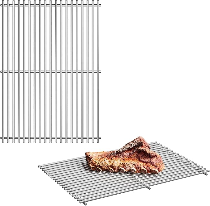 18.75''D x 26.5''W Grill Grates Replacement for Weber Genesis II 300 Series，Silver Stainless Steel Grill Grate for Weber Parts #66095,2Pack Grill Grates for KitchenAid Models 720-0954/A