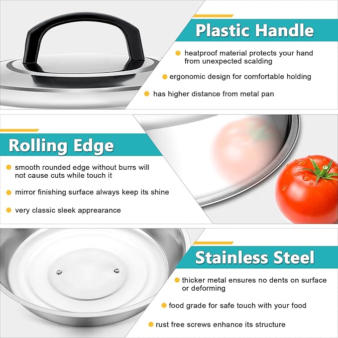 12Inch Cheese Melting Dome, HaSteeL Stainless Steel Round Basting Steaming Cover, Large Solid Griddle Dome & Grill Lid with Thermometer, for Flat Top Teppanyaki BBQ Camping Cooking Indoor & Outdoor
