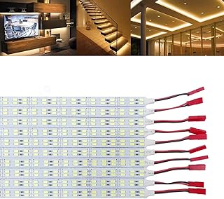 ICIH (Pack-10 Aluminum DC12V 9W SMD5630 Double Row 84LED 0.5M/20inches Rigid Hard LED Strip Light Natural White 5500K Super Bright Led Bar (Natural White)