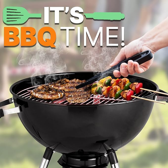 NutriChef Portable Outdoor Charcoal BBQ Grill, Barbecue Grills, Perfect for Picnic, Backyard, Patio, Camping, Offset Smoker with Cover