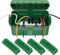 RESTMO 5-Piece Outdoor Waterproof Electrical Box Set – 12.5" x 8.5" x 5" Large & 7.1" x 2.3" x 2.3" Small, Weatherproof Boxes for Power Strip, Outlet, Plug, Socket, Timer, Holiday Light, Green