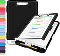Sooez Clipboard with Storage, Clip Board 8.5 x 11 with Pen Holder, Plastic Organization Case Box for Letter Legal A4 Size Paper, Low Profile Clip, Nurses Teachers Must Haves, School & Office Supplies