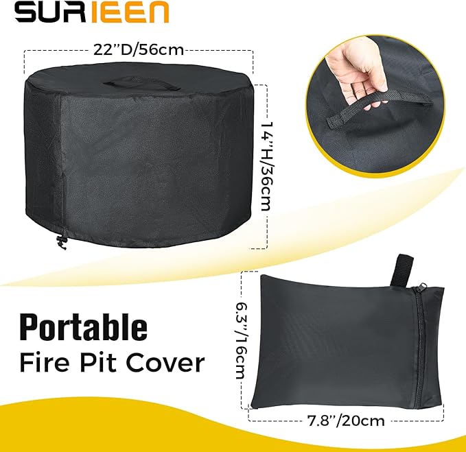 Fire Pit Cover for Solo Stove Bonfire Outdoor Smokeless Firepit, Small Round Waterproof 600DPolyester Shelter, Heavy Waterproof Protective Solo Stove Accessories,Solo Stove Yukon Cover (Black)