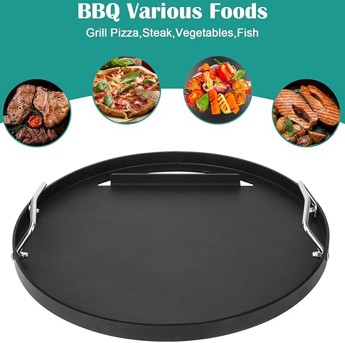 Full-Size Griddle Insert for Akorn Kamado Ceramic Grill, Pit Boss K24, Louisiana Grills K24, Flat Top Griddle for Char-Griller 16620/6719/ E56720/ 6520/16820/ 6020 Kamado Grill.