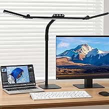 LED Desk Lamp for Home Office with Base, 28.2" Adjustable Gooseneck Swing Arm Ultra Bright Desk Light, Dimmable Architect Table lamp for Desktop Computer Light, Reading, Study, Workbench