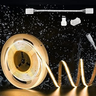 PAUTIX COB LED Strip Light IP65 Waterproof Warm White 3000K,UL-Listed 20ft/6.1m CRI 90+ Super Bright 24V LED Tape Light for Cabinet/Home/Office DIY Lighting Projects(Adapter & Dimmer Not Included)