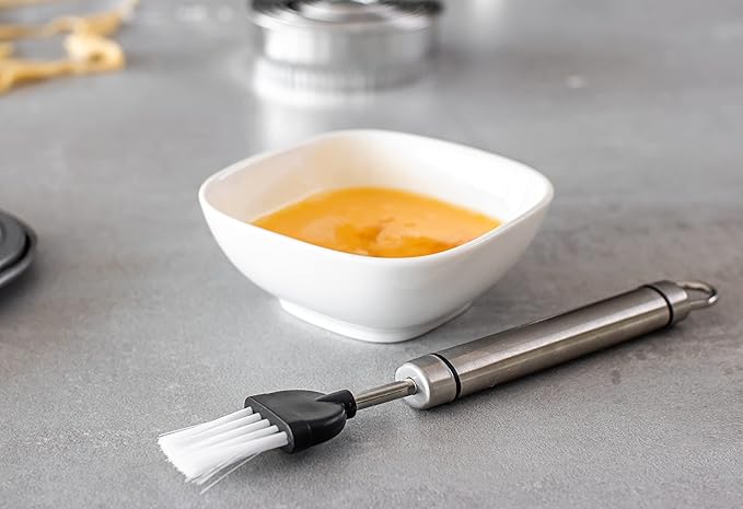 KitchenCraft Professional Nylon Bristle Pastry Brush for Basting and Glazing, Stainless Steel, 20 cm, Silver
