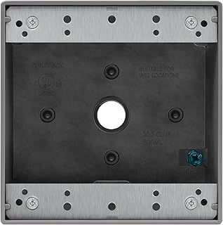 ENERLITES Weatherproof Outlet Box with Three 1/2-in Threaded Outlets, Outdoor Electrical Box, 3 Holes 0.50” Each, 2-Gang, 4.53” Height x 4.53” Length x 2.16” Depth, EN2350,Grey