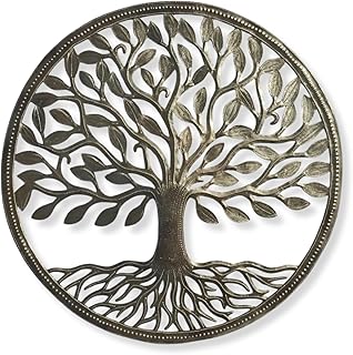 It's Cactus Handmade Tree of Life Wall Decor, Metal Hanging Artwork from Haiti, 23 Inch Round Sculpture, Display Indoor or Outdoor, Fair Trade Member