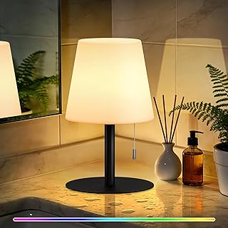 uuffoo Shower Lamp Waterproof 8 Colors, Shower Light Rechargeable Cordless Battery Operated, LED Outdoor Table Lamps Dimmable Portable for Indoor Outdoor Bathroom Home Patio (Black)